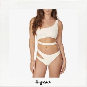Hypeach Ribbed White One Piece Swimsuit NWT